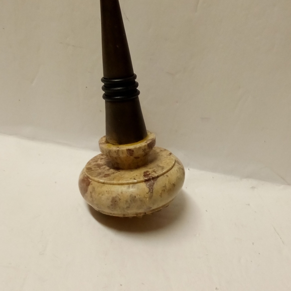 Vintage Marble Wine Stopper with Orange Decorative Rhinestones & Gold Metal - Picture 5 of 8